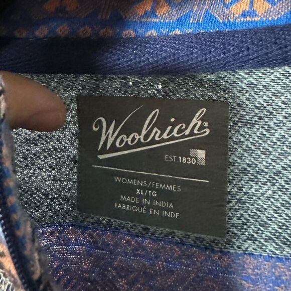 Woolrich Half Zip Sweater with Nordic Pattern 100% Cotton X-Large - Picture 9 of 11